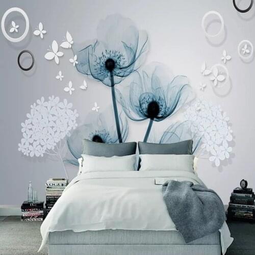 Custom 3D Photo Wallpaper 3D Stereoscopic Flower TV Background Decor Mural Modern European Style Living Room Decoration Painting