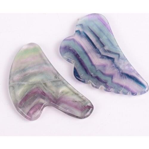 Mix Color Fluorite Gua Sha Tool Natural Stone Health Care Green Neck SPA Acupuncture Scraping Crystal Massager Head Face Massage