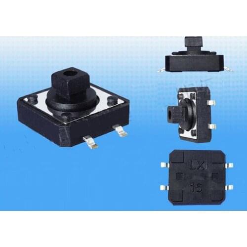 100pcs/lot SMD 12*12*7.3 mm Tactile Push Button Switch Tact Switch 12x12x7.3mm Black