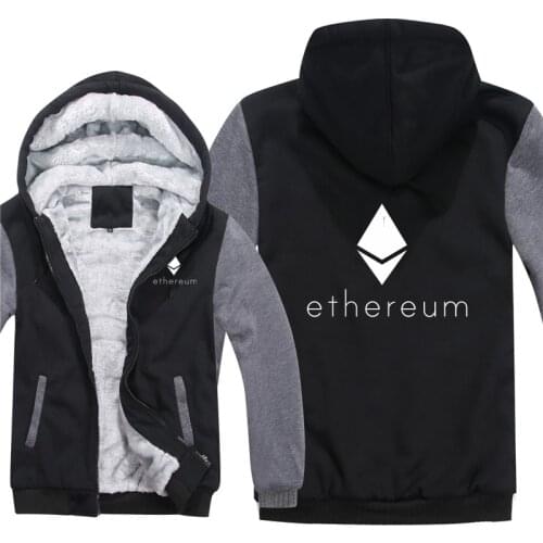 Blockchain Crypto Ethereum Hoodies Men Cool Winter Thicken Wool Liner Sweatshirts Pullover