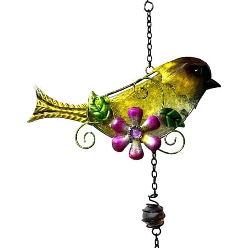 Outdoor Vintage Stained Glass Bird Wind Chimes Indoor Metal Suncatcher Doorbell Window Home Garden Yard Patio Lawn Decoration