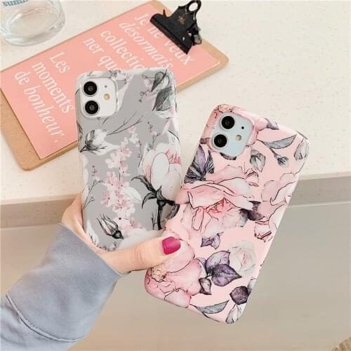 GIMFUN Art Vintage Rose Flower Phone Case for iPhone 11 Pro Max 7 8 Plus SE2020 X Xr Xs Max Matte Floral Soft TPU Case Cover
