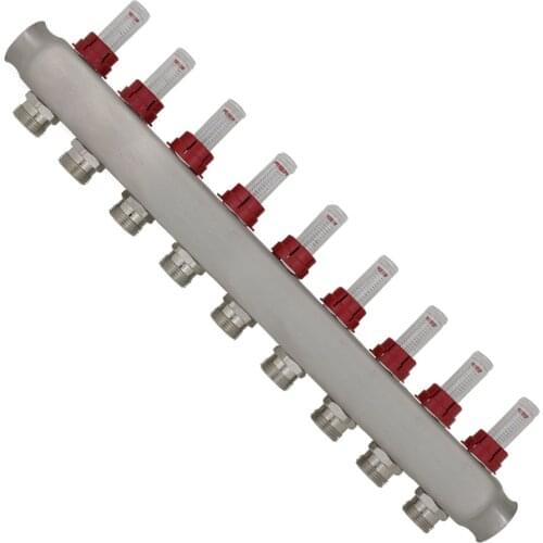 Ufh Underfloor water heating manifold collector 2 - 12 port with flow meter regulator for multilayer pipe pex