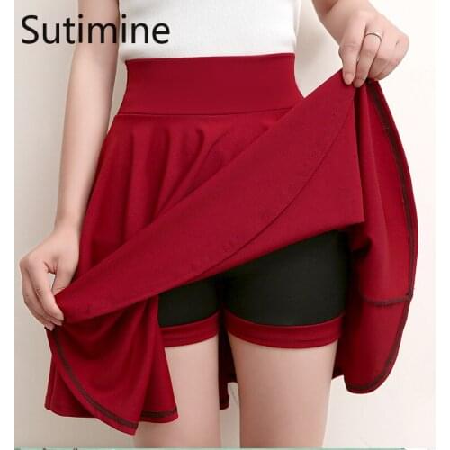 Shorts Skirts Womens 2021 Summer Fashion School Korean Style Red Black Mini Aesthetic Pleated High Waist Skirt Female