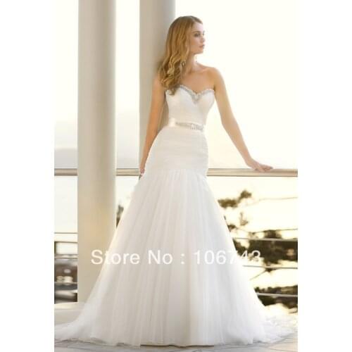 Vintage free shipping customized 2021 new style Sexy bride crystal sashes white mermaid maxi long Bespoke Wedding Dresses