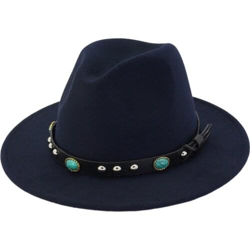 Winter Panama Hat Women Elegant Felt Caps Male Vintage Trilby Hat Wide Brim Fedora caps with Ribbon Chapeau Sombrero HF104