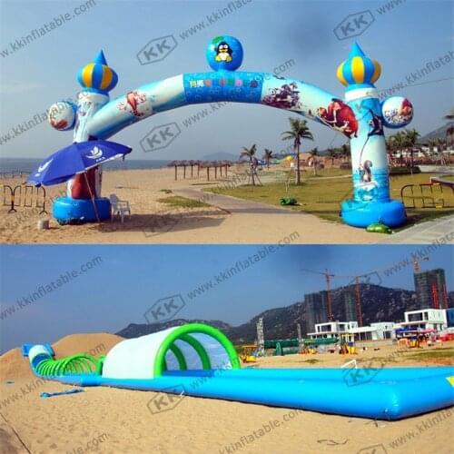 150m Long Air Sealed Inflatable Water Slides For Lakeside / Water Park Inflatable Slip N Slide