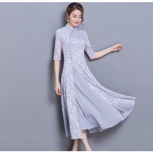 2021 Spring Summer Modern Cheongsam Women Aodai Vietnam Qipao Chinese Dress Long Qi Pao Party Vintage Elegant Ao Dai Dress 30958