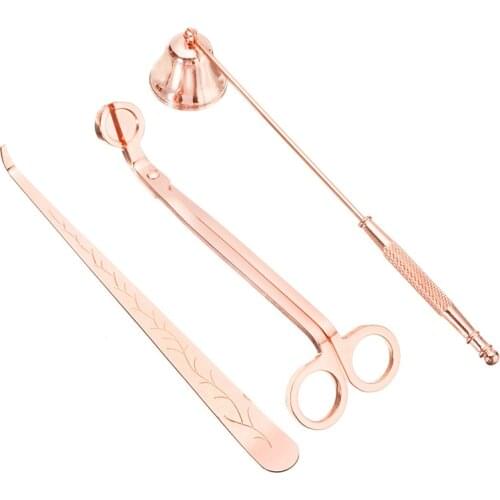 3pcs/set Rose Gold Candle Accessories Set Stainless Steel Scissor Wick Trimmer Candle Wick Trimmer Candle Home Extinguisher Tool