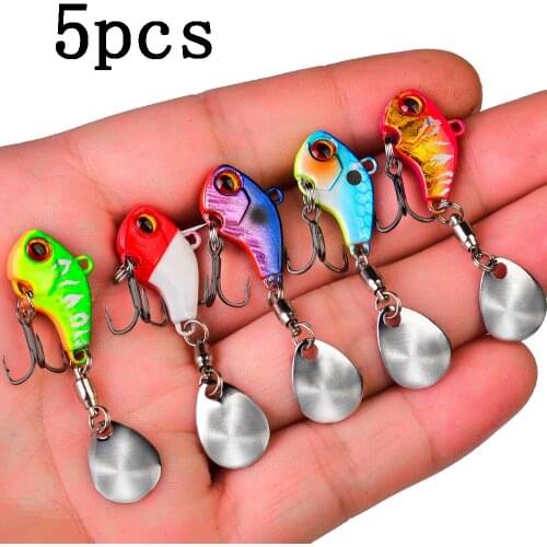 5pcs VIB Vibration Bait Spinner Spoon Fishing Lures Rotating Metal 6g 10g 15g 21g 28g Jigs Trout Winter Fishing Hard Baits Pesca