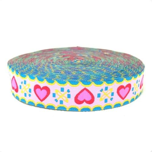 Free shipping Zakka handmade accessories ribbon laciness multicolour love wave width16MM length 10YARD Jacquard Ribbon