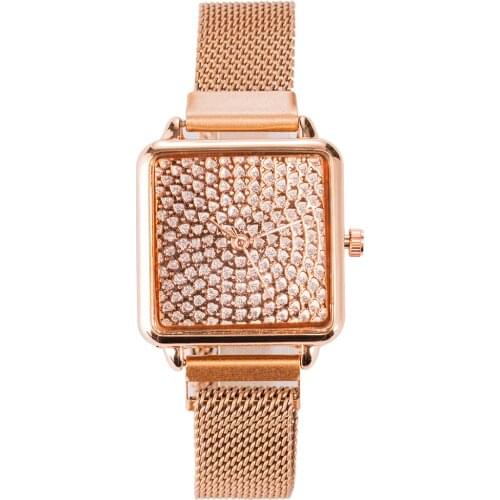 Women Watches Luxury Fashion Diamond Square Dial Quartz Ladies Wrist Watch Girls Stainless Steel Strap Womens Clock Reloj Mujer