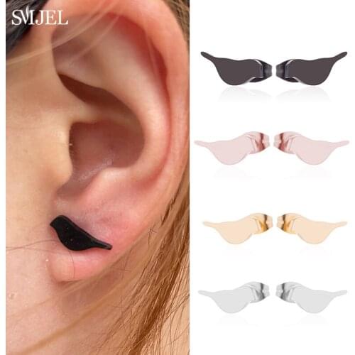 Black Tiny Bird Earrings For Women Girls Trendy Stainless Steel Stud Earring Party Jewelry Teen School Girls Studs Pendientes