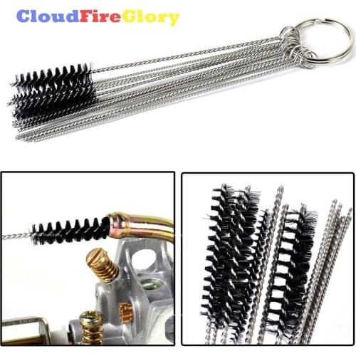 CloudFireGlory Car 10 Cleaning Needles 5 Brushes Tool Set Carburetor Carbon Dirt Jet Remove