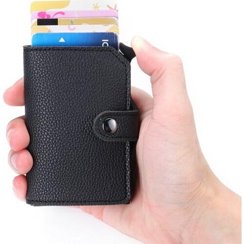 Bycobecy RFID Minimalist Bank Card Holder Anti-theft Metal Aluminum Wallet Mini Men and Women Black Business Credit Card Case