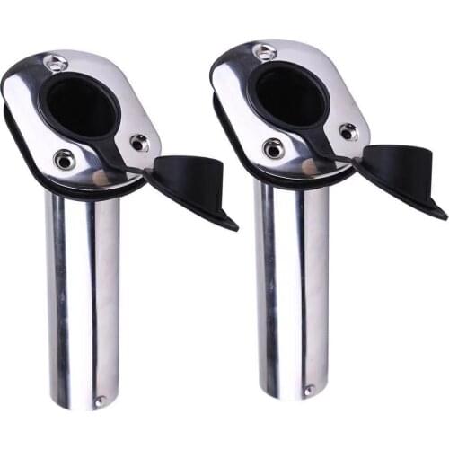 2Pcs Boat Stainless Steel Fishing Rod Holder Flush Mount 30 Degree with PVC Cap,Inner Tube and Gasket