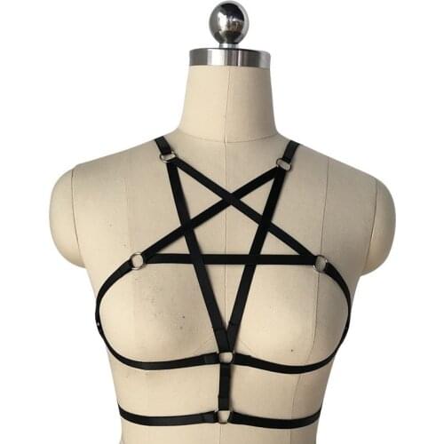 Women Sexy Bondage Harness Elastic Cage Bra Rave Wear Body Harnesses Lingerie Sexy Pastel Goth Suspender Bralett Women Female