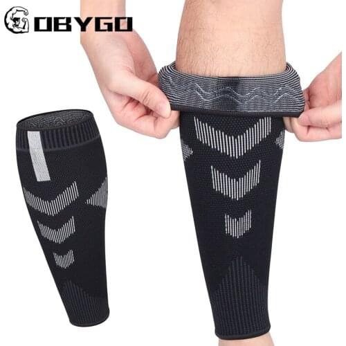 GOBYGO 1Pcs Running Compression Calf Protect Knitted Breathable Compression Leggings Sports Basketball Football Protective Gear
