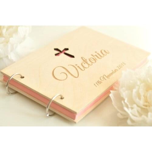 Customize any text cross Wood Baby Shower Guest Book Photo Guest Book Baby album Sign in book birthday Guestbook photo albums