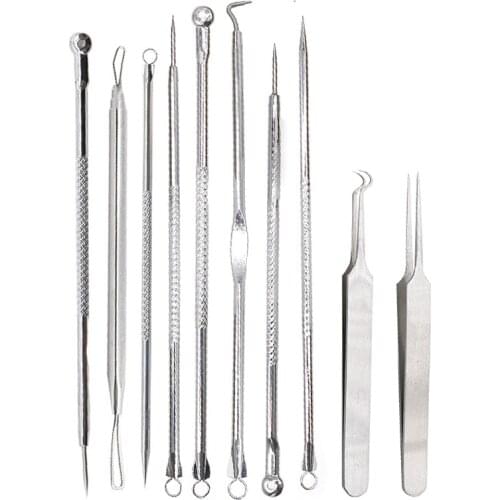 Blackhead Comedone Acne Pimple Blackhead Blemish Remover Tool Spoon For Face Skin Care Tool Needles Tweezers Face Pore Cleaner