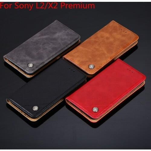 Leather Wallet Flip Cover For Sony L2 X2 Premium Luxury Flip Pu Cross Pattem Pu Leather Phone Case