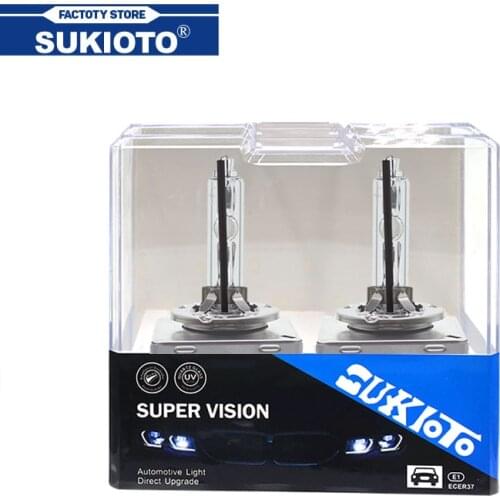 SUKIOTO Super Vision UV Free 55W D1S Xenon HID Headlight Bulb 35W D3S 6000K 8000K 4300K 5000K Metal Holder Car Light Bulb Lamp