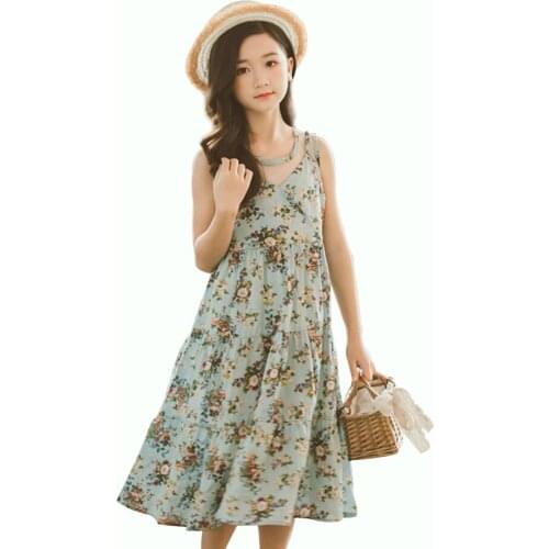 Summer Dresses For Girls Floral Cake Dress For Girls Hollow Sleeveless Girls Dress Bohemian Clothes For Girls 6 8 10 12 14 Year