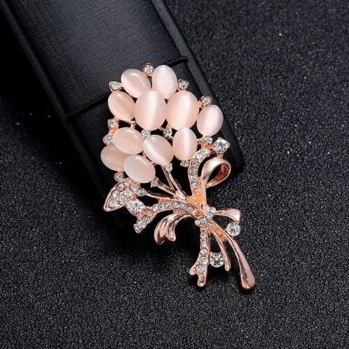 Fashion Flower Plant Crystal Rhinestone Metal Brooch Pins Imitation Pearls for Wedding Brooches Christmas Jewelry