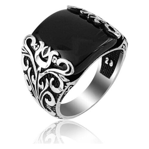 925 Silver Traditional Islamic Ring Rose Printed for Men