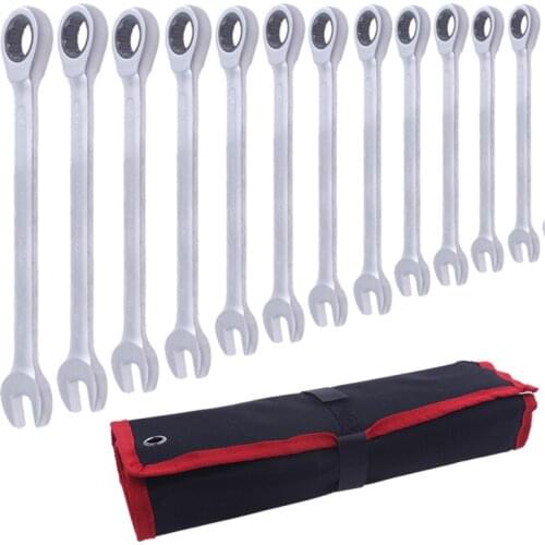 12pcs key Combination Ratchet Wrench Set Open-Ring Hand Tool Auto kit Universal Wrench chave catraca herramientas de mano D6105R