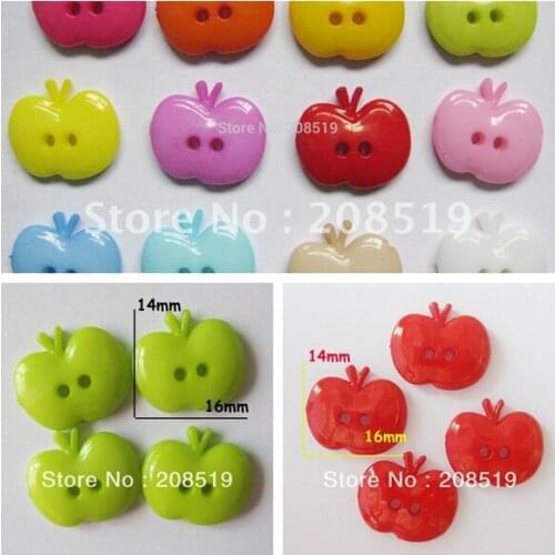 NB0105 two holes plastic apple buttons multicolors 200pcs decorative craft button sewing type