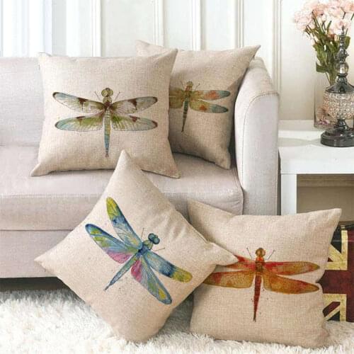 One Side Print Cushion Cover Throw Pillow Case for Home Sofa Seat Cute Vintage Decoration 45X45cm Customs Made Dragonfly