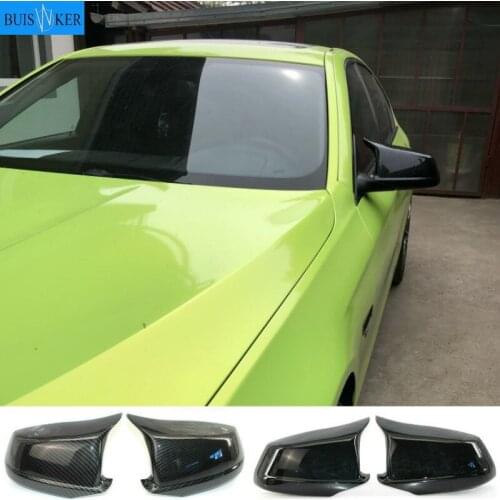 Pair Black/Carbon Fiber Look Rearview Mirror Caps Car Door Wing Mirror Cover Replacement For BMW F10 5-Series 2011-2013 Pre-LCI