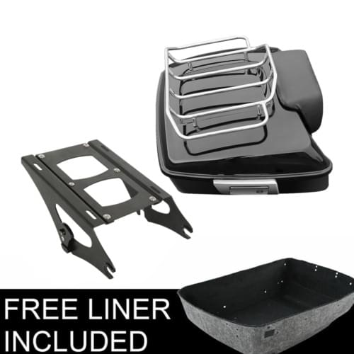 Motorcycle Chopped Trunk Razor Backrest Rack For Harley Tour Pack Touring Street Glide Electra Glide Road King Road Glide 14-21