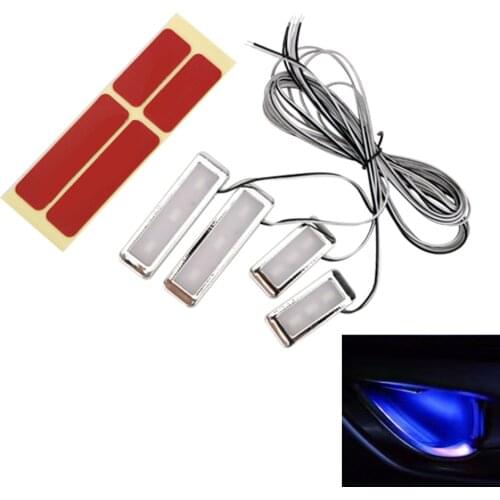 Cool Door Handle Lighting Universal Auto Interior Lamp Decorative 3 LEDs 4pcs Armrest Inner Bowl Lights