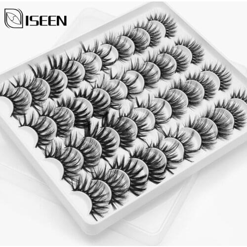 ISEEN Eyelashes 20/5 Pairs 3D Faux Mink Lashes Natural False Eyelashes Dramatic Volume Lashes Makeup Eyelash Extension