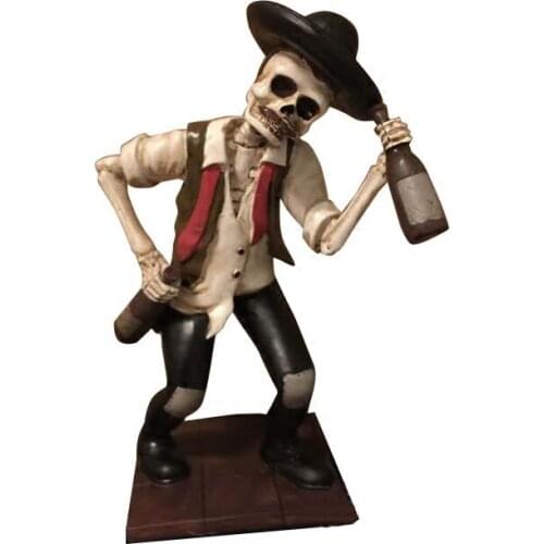 Resin Drunk Male Skeleton Holding Liqour Bottle Perfect gift for those that love Skeleton