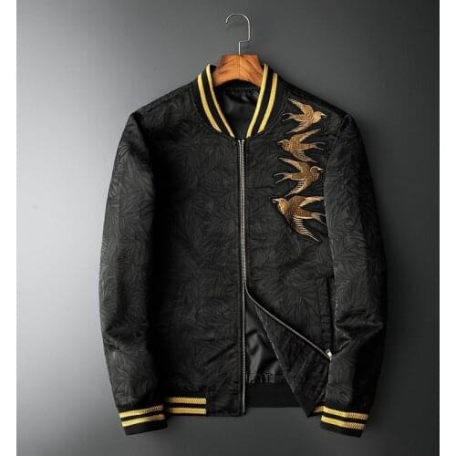 Luxury Embrodiery Jacquard Jacket Men 5xl Autumn Gold Embroidery Print Men Jacket Jaqueta Masculina Slim Fit Bomber Jacket Men