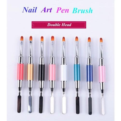 Double Head Nail Art UV Gel Brush Crystal Carved Remove Painting Acrylic Nail Drawing Pen Manicure Tool
