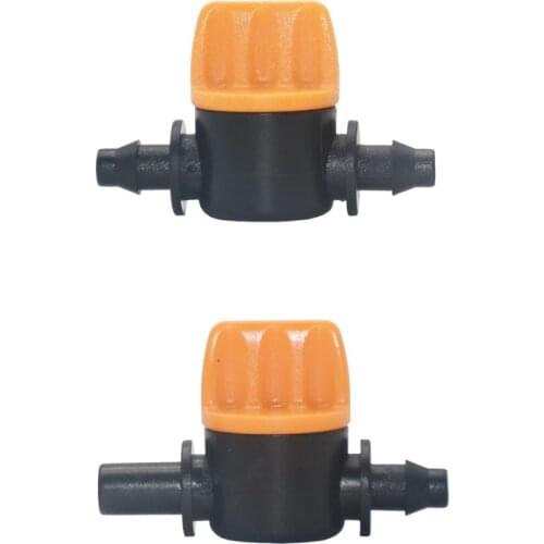 5pcs 4mm Hose Mini Valve 4/7 Hose Garden Tap 1I4 To 6mm Nozzle Barb Connector Drip Irrigation Fittings Pipe Water Valve