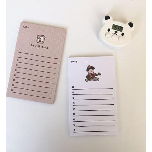 SIXONE 50 Sheets Ins Cartoon Kawaii Girl Note Paper Avocado Handbook Plan Book Memo Pad Portable Notebook Diary Stationery