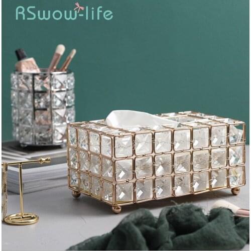 Light Luxury Gold-plated Wrought Iron Tissue Box Living Room Storage Tray Napkin Holder Box For Creative Desktop Decoration