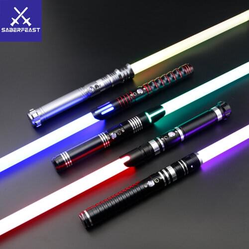 SaberFeast Lightsaber Heavy Dueling RGB Laser Sword Metal Handle Smooth Swing FOC Cosplay Gift Espada Luminous Toy