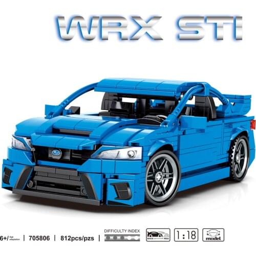 Technical 1:18 scale japan sport car 11th SUBARU Impreza srx Sti building block model brick pull back vehicle toy collection
