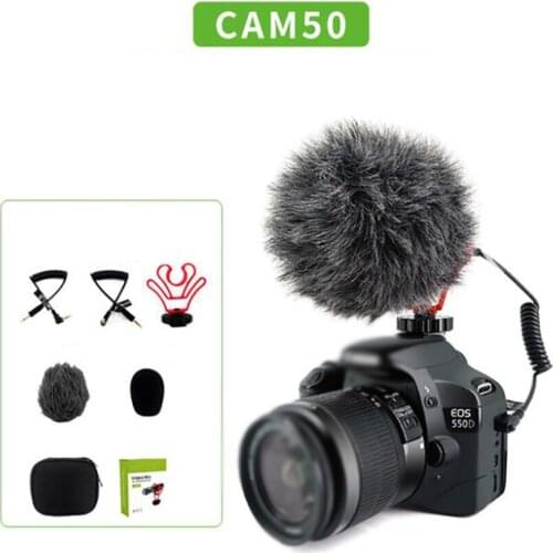 Phone Microphone on-Camera Video Microphone with Mount Bracket, Windscreen and Audio Cables Compatible with Phones, DSLR Cameras