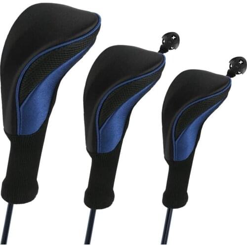 Top!-3Pcs Golf Club Head Covers for Fairway Woods Driver Hybrids, Long Neck Mesh Golf Club Headcovers Set