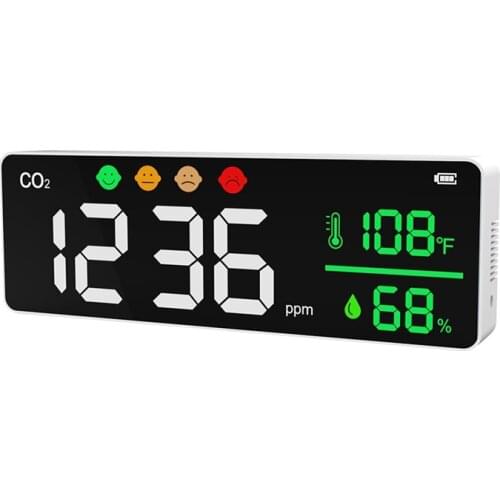 TOP CO2 Meter Indoor Air Quality Monitor Alarm LCD Digital Carbon Dioxide Temperature Humidity Detector NDIR Sensor Analyzer