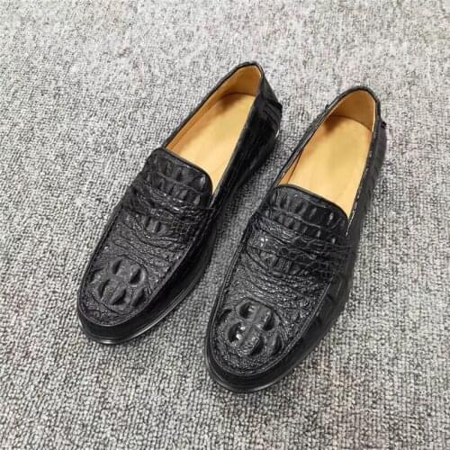 Authentic Exotic Crocodile Skin Antiskid Sole Businessmen Loafers Shoes Genuine Real Alligator Leather Male Slip-on Dress Shoes