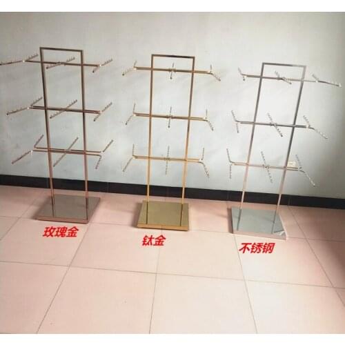 Underwear rack display rack, landing type Zhongdao rack, golden double-sided multi-layer underpants bra hanger