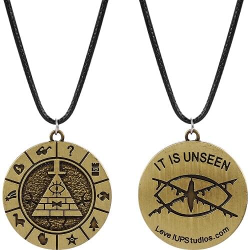 Vintage Grotesque Town Time Round Pendant Necklace Steampunk Gravity Waterfall Bill Time Mystery Town Sweater Chain Jewelry gift